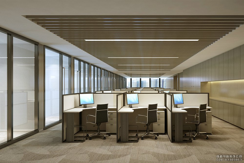 開放式辦公室區(qū)域設計效果圖